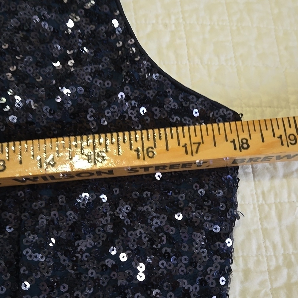 Badgley Mischka Sequin Cocktail Dress Navy Womens Size 14 - Picture 8 of 10